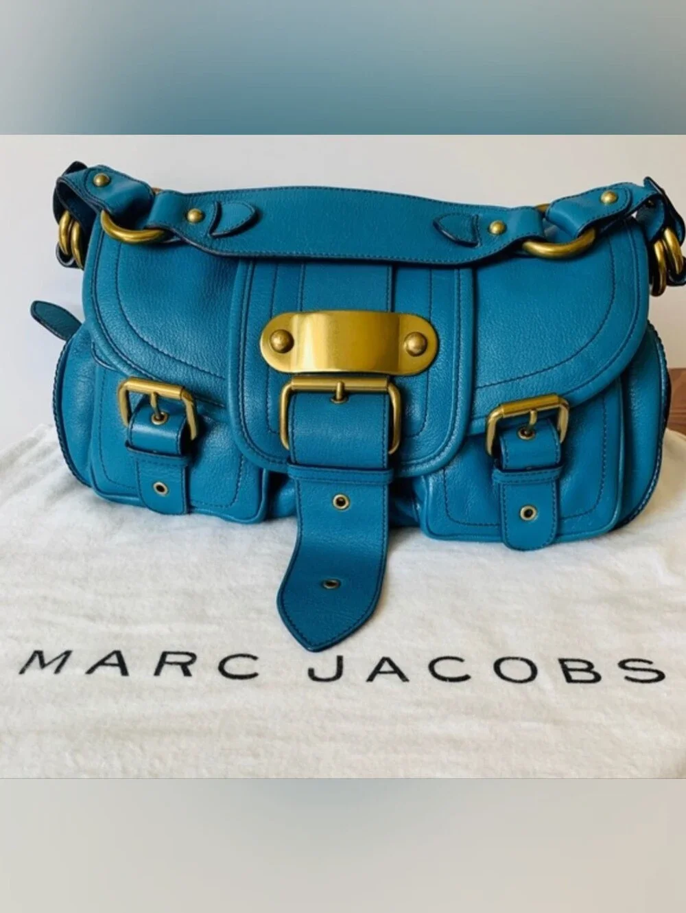 Marc Jacobs Adina Blue Leather Satchel (Rare)
